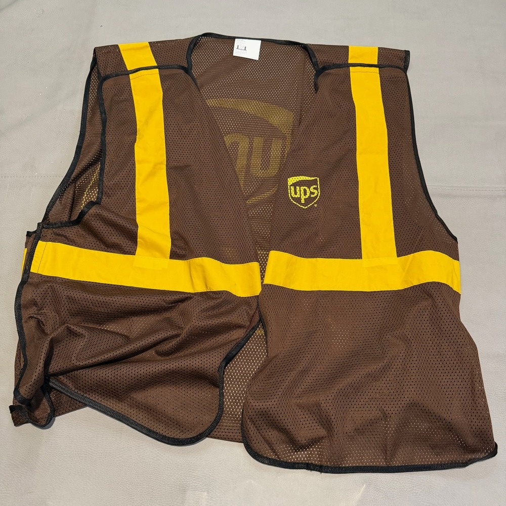 UPS Seasonal Helper High Visibility Mesh Safety Vest Brown Yellow Men 2X-7126
